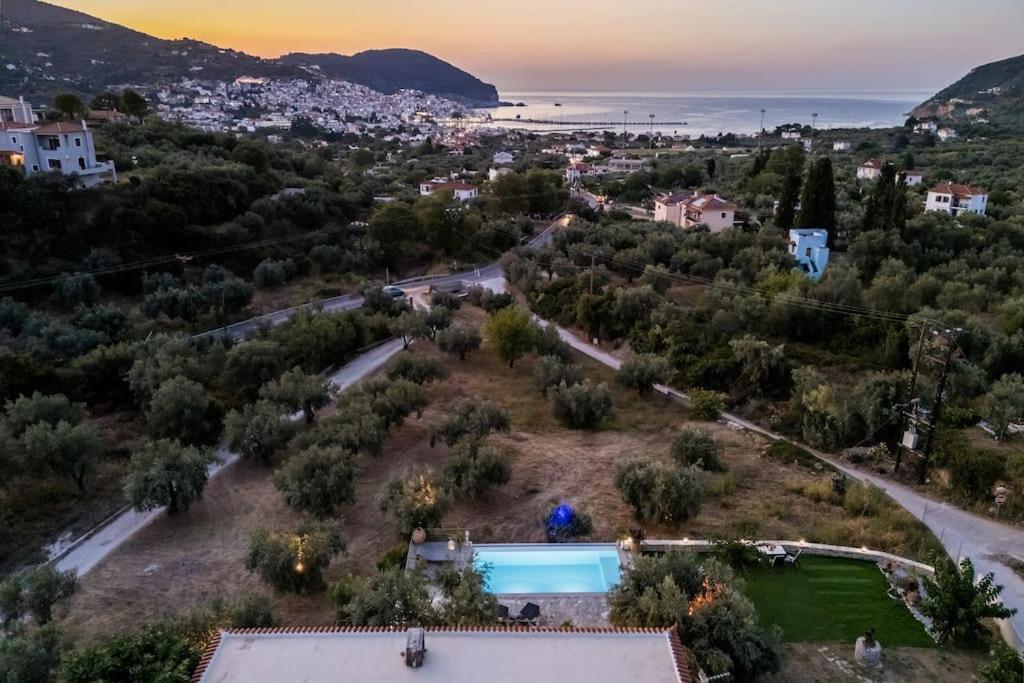 Skopelos Blue Heaven Pool Villa In Olive Grove المظهر الخارجي الصورة