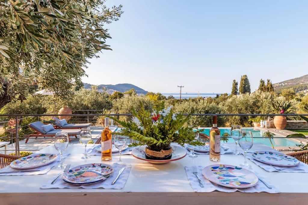 Skopelos Blue Heaven Pool Villa In Olive Grove المظهر الخارجي الصورة